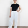 White Loose Lantern Trousers Front