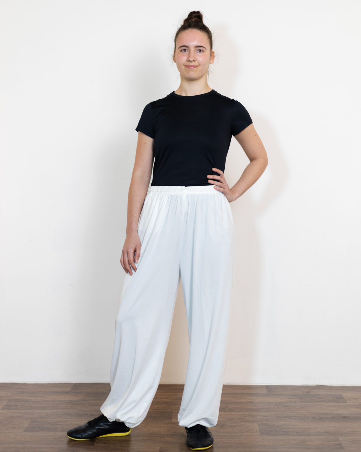 White Loose Lantern Trousers Front